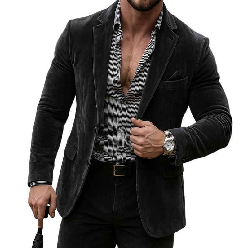 Men's Retro Casual Street Style Business Velvet Blazer MTA0588I9TO