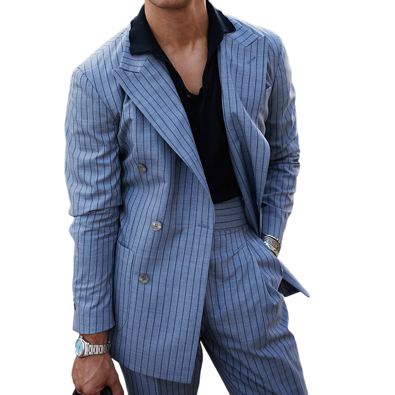 Men's Retro Casual Street Style Striped Blazer MTA1305H4TO