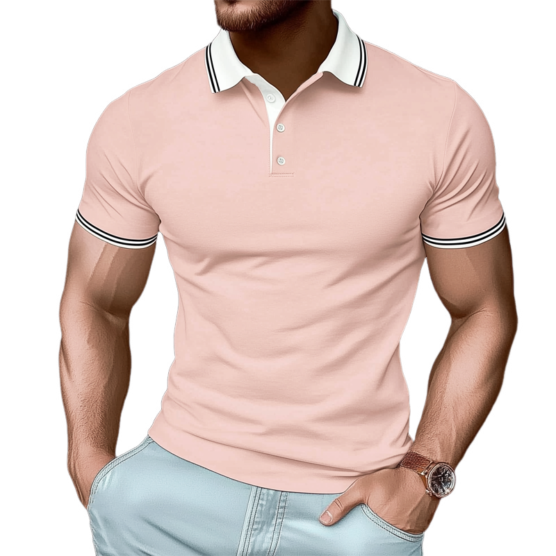 Men's Summer Business Cotton Short Sleeve POLO Shirt MTA2399G6U