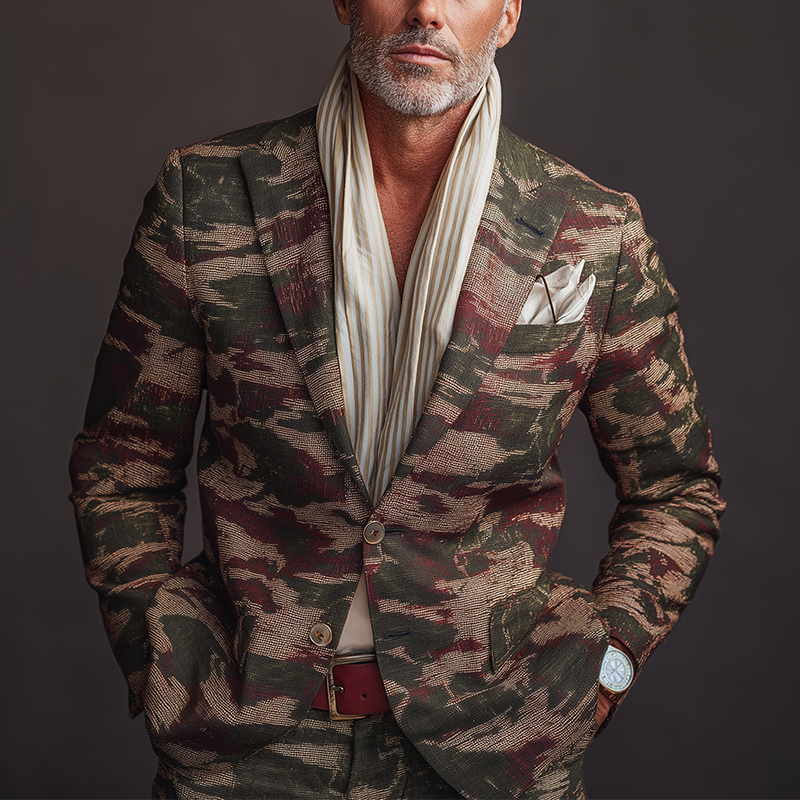 Men's Stylish Camouflage Print Suit Jacket MTA1173H3P