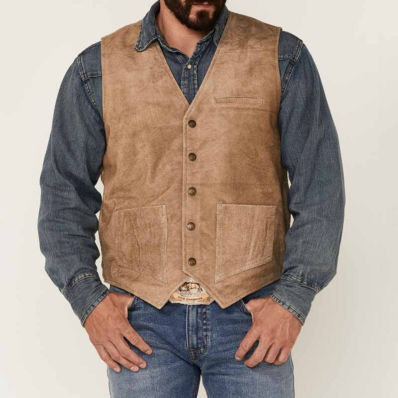 Men's Vintage Faux Suede V-Neck Vest MTA0460H2X