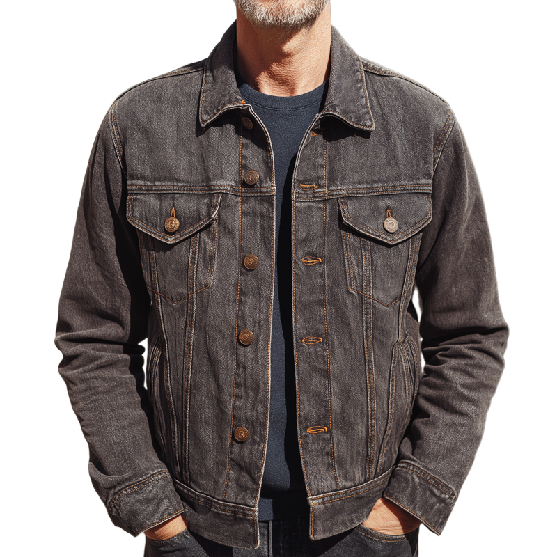 Men's Vintage Classic Grey Denim Jacket MTA0926I5U