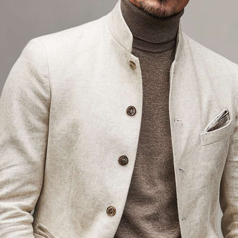 Men's Fashion Stand Collar Single Breasted Casual Jacket MTA2019H7Z