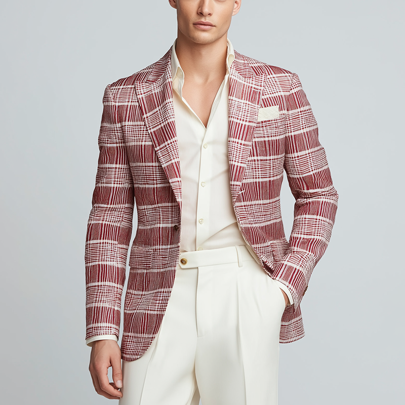 Men's Stylish Woven Check Suit Jacket MTA1119H4P