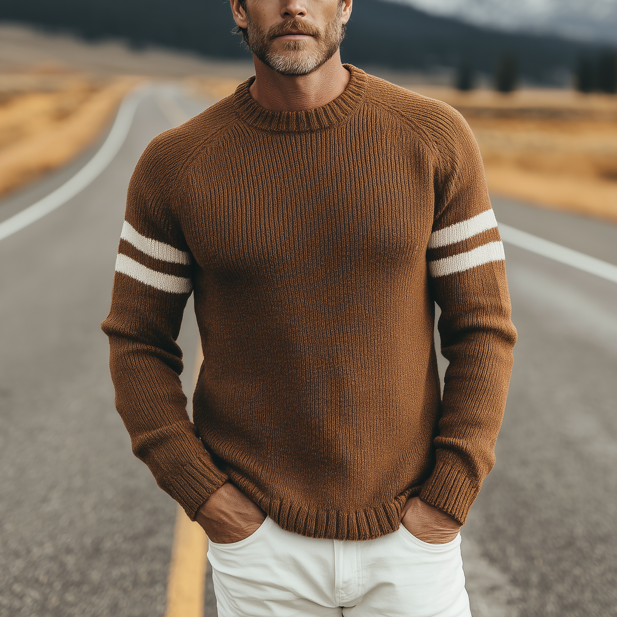 Men's Classic Casual Crew Neck Slim Fit Long Sleeve Sweater MTA1816H1K