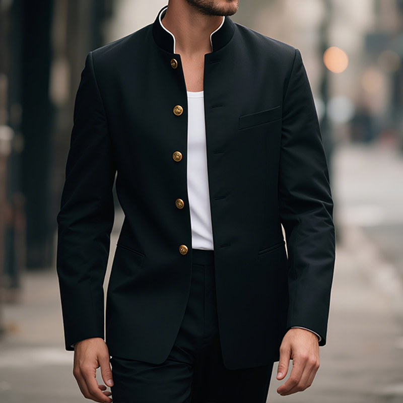 Men's Retro Casual Stand Collar Single Breasted Blazer MTA0729G2TO