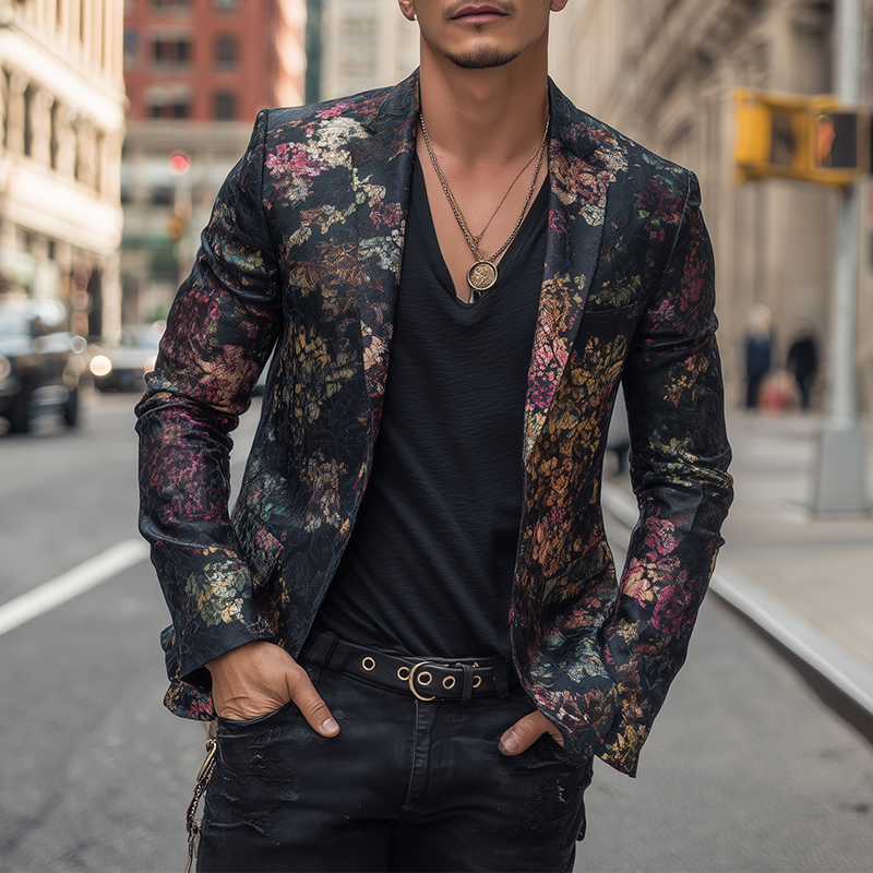 Men's Vintage Print Cotton Blend Blazer MTA1504H7P