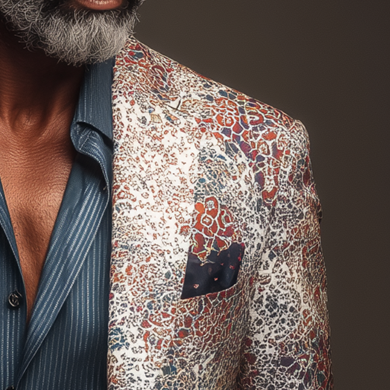 Men's Fashion Printed Polyester Blend Long Sleeve Blazer MTA1857H2P