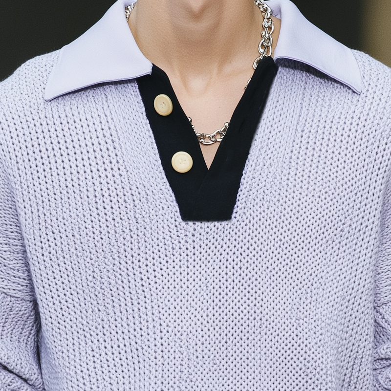 Men's Classic Casual Loose V-neck Knitted Sweater MTA2939H5U