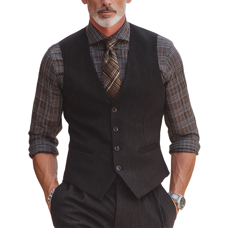 Men's Vintage Elegant Cotton Blend Suit Vest MTA0258I4P
