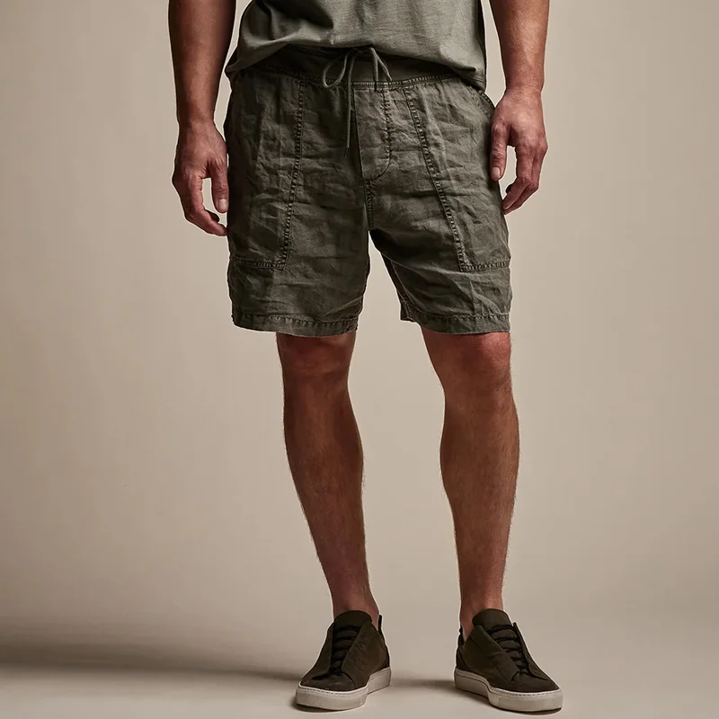 Men's Fashion Cozy Cotton And Linen Elastic Waist Casual Shorts MTA1305E5Z