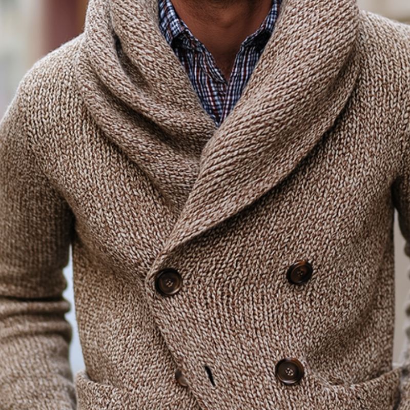 Men's Retro Casual Knit Double-Breasted Cardigan MTA0827L7TO