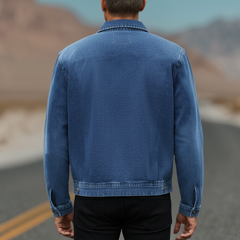 Men's Autumn And Winter Vintage Washed Large Pocket Denim Baseball Jacket MTA2342I1P