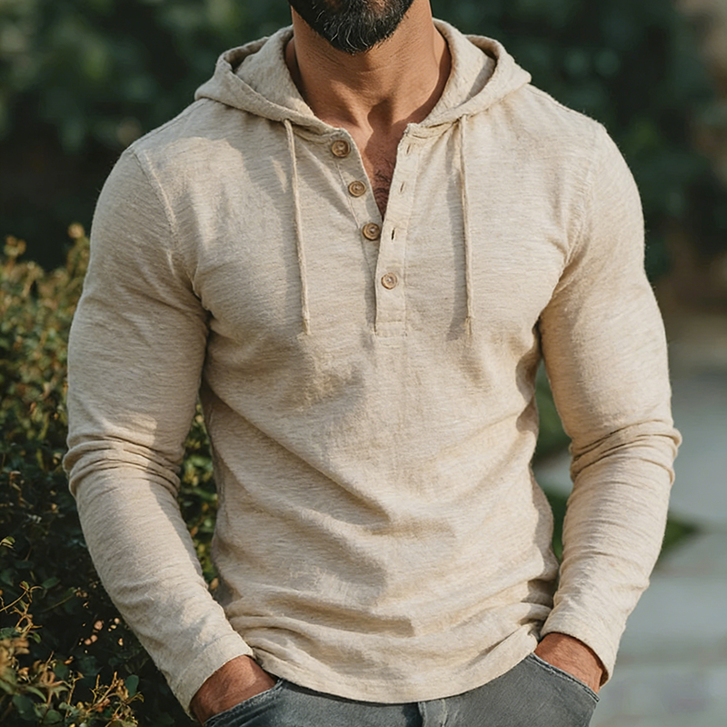 Men's Retro Casual Cotton Hooded Long-Sleeve T-Shirt MTA2237L7TO