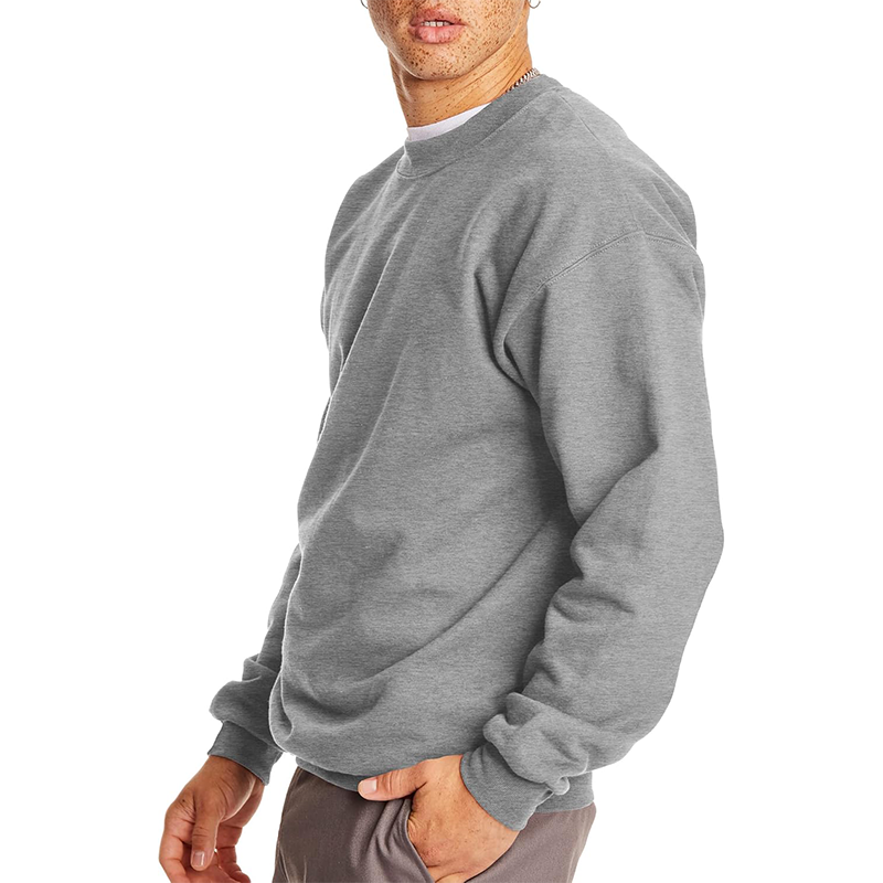 Men's Solid Color Round Neck Long Sleeve Cotton Blend Sweatshirt 98772137Z