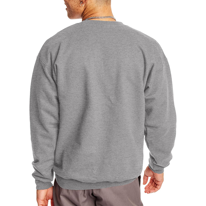 Men's Solid Color Round Neck Long Sleeve Cotton Blend Sweatshirt 98772137Z