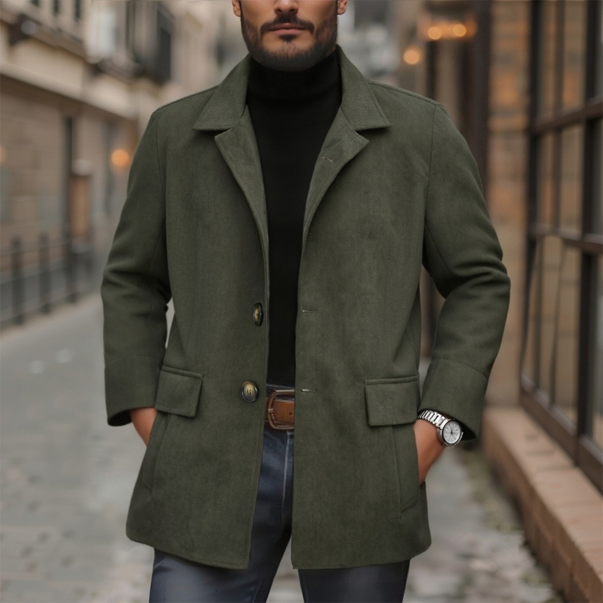 【24-hour shipping out】Men's Vintage Corduroy Stand Collar Single Breasted Slim Short Coat 66901253M