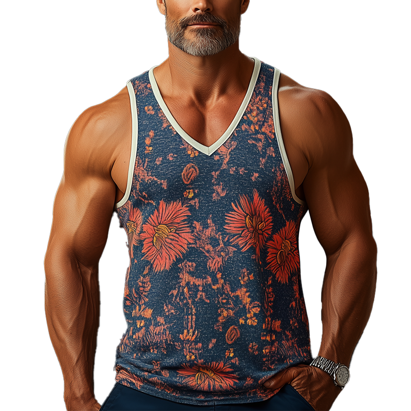 Men's Summer Fashion Cotton Blend Printed Tank Top MTA2636F7P