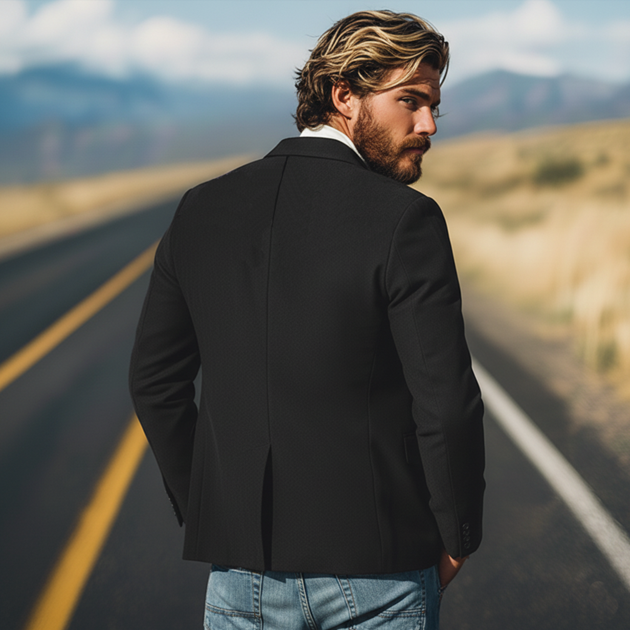 Men's Classic Retro Western Style Embroidered Faux Suede Blazer MTA1055K2K