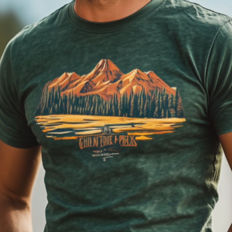 Men's Classic Casual American Yellowstone Park Series Printed Cotton T-Shirt 95851149K