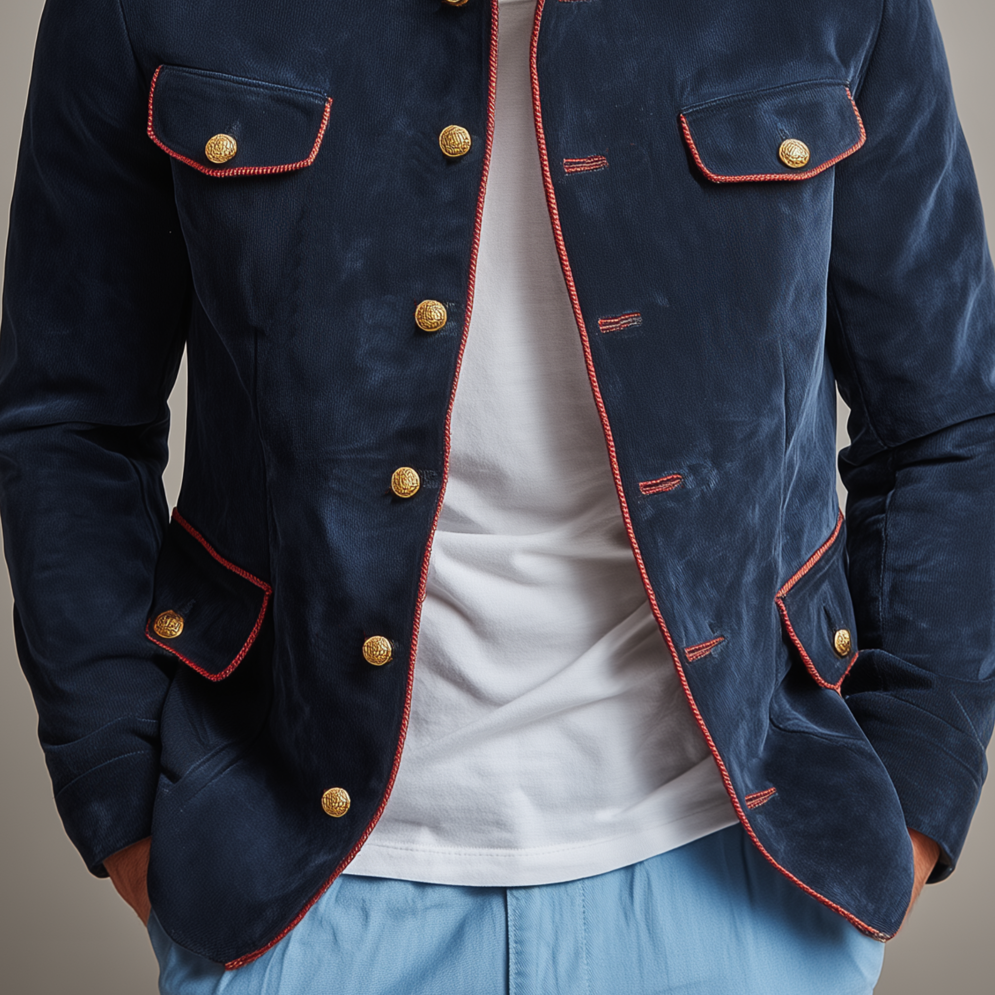 Men's Classic Retro Stand Collar Multi-pocket Suede Jacket MTA0231I9K