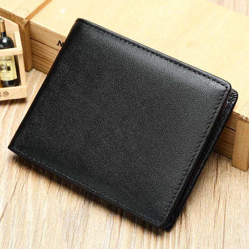 Men's Vintage Top Layer Cowhide Short Bi-Fold Wallet 45842491U