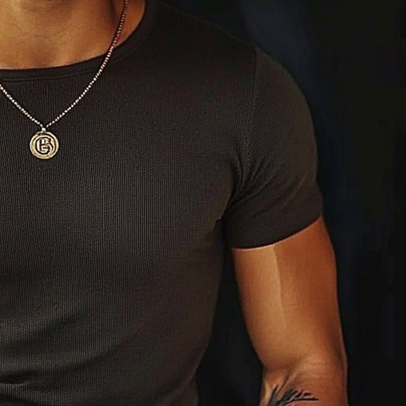 Men's Slim Fit Basic Round Neck Short Sleeve T-Shirt 59083364X