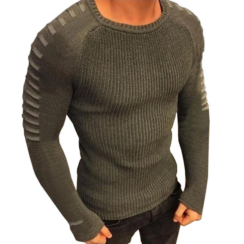 Men's Casual Round Neck Slim Fit Long Sleeve Knit Sweater 40529133M