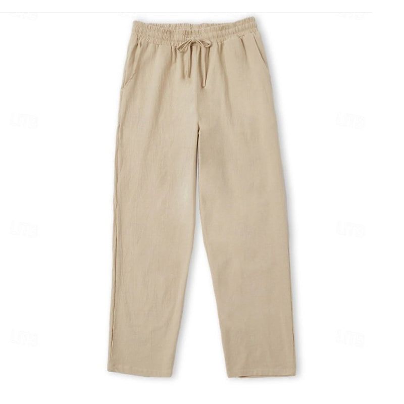 Men's Cotton and Linen Solid Color Casual Pants 48109434X