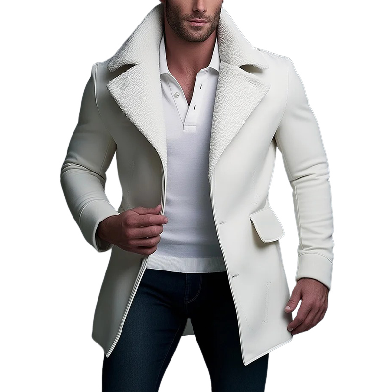 Men's Retro Casual Faux Suede Warm Lapel Mid-Length Jacket MTA1146K2TO