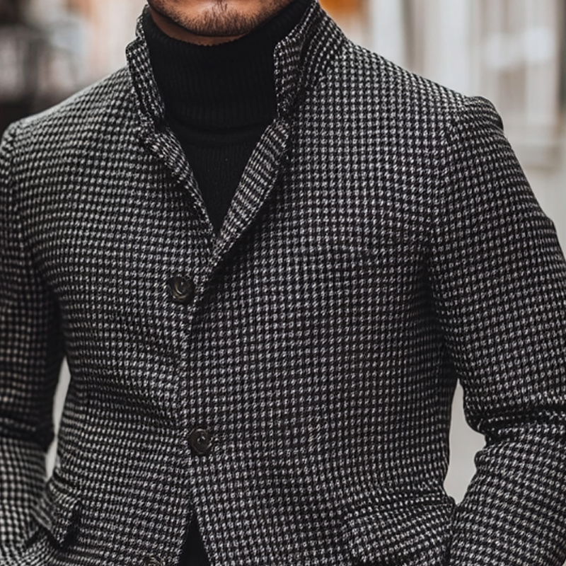 Men's Vintage Houndstooth Jacquard Lapel Jacket MTA1811I1X