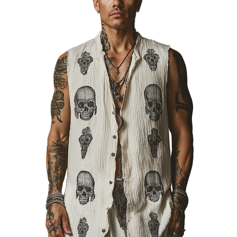 Men's Summer Fashion Printed Waffle Tank Top MTA2691F3P