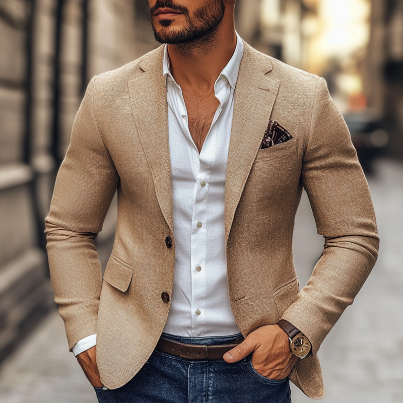 Blazer casual da uomo con risvolto a tacca e due bottoni 47644865Z