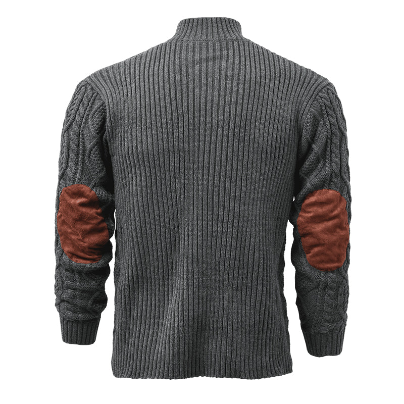 Men's Vintage Stand Collar Knitted Cable Sweater 63163731X