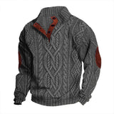 Men's Vintage Stand Collar Pullover Twisted Textured Knitted Sweater 48552196X