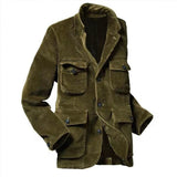 Men's Lapel Solid Color Multi-Pocket Jacket 06596075X