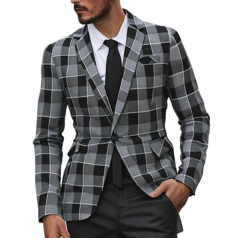 Men's Vintage Check Casual Blazer 12002269X