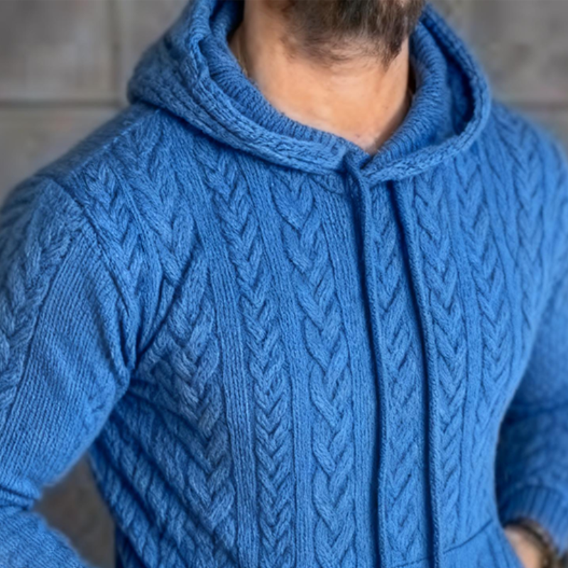Men's Retro Casual Knitted Cable Knit Sweater Hoodie MTA1135K4TO