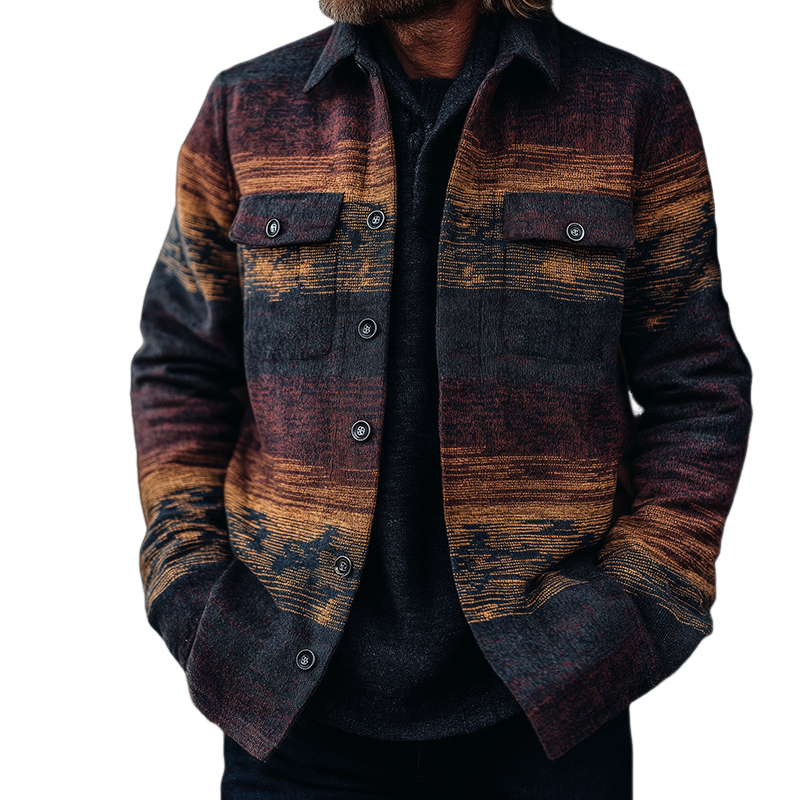 Men's Retro Casual Western Style Printed Shirt Jacket MTA2823H1TO