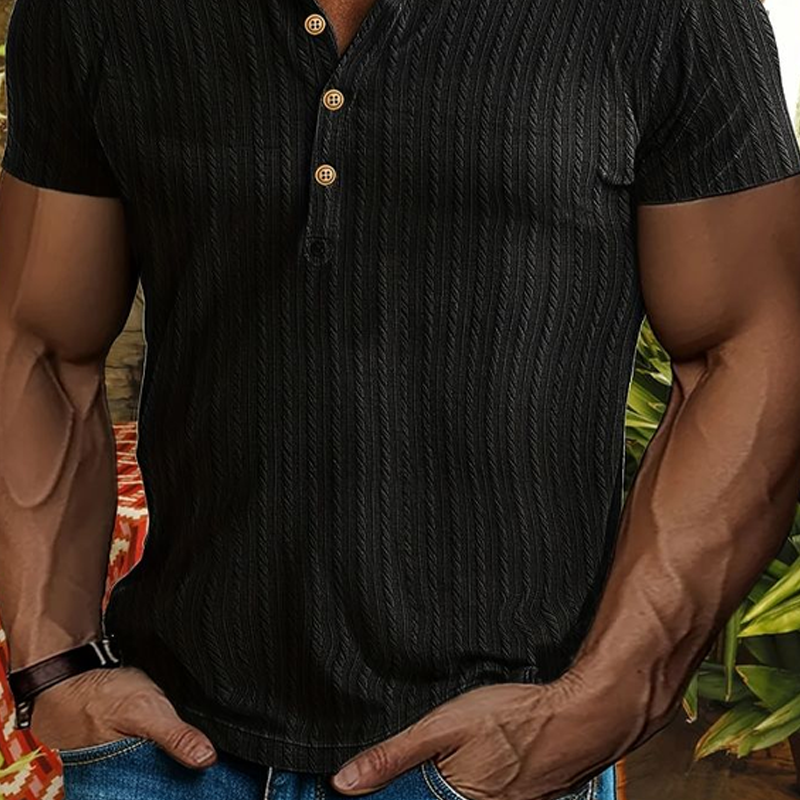 Men's Solid Henley Short Sleeve T-Shirt MTA1761G6X