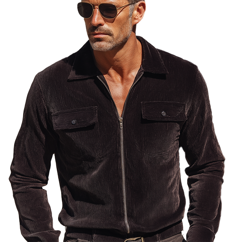 Men's Autumn Vintage Corduroy Zip-Up Jacket MTA0871H3P