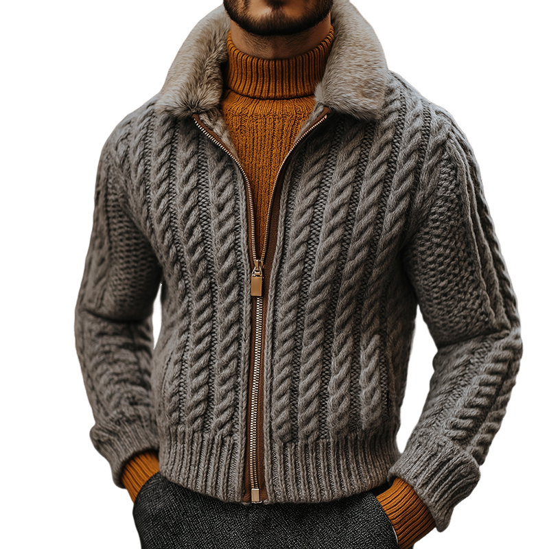 Men's Retro Casual Knitted Plush Warm Zipper Jacket MTA2294I4TO