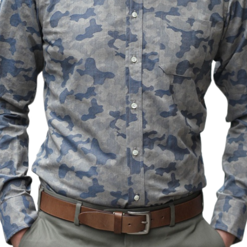 Men's Casual Classic Camouflage Lapel Long Sleeve Shirt 03033366F