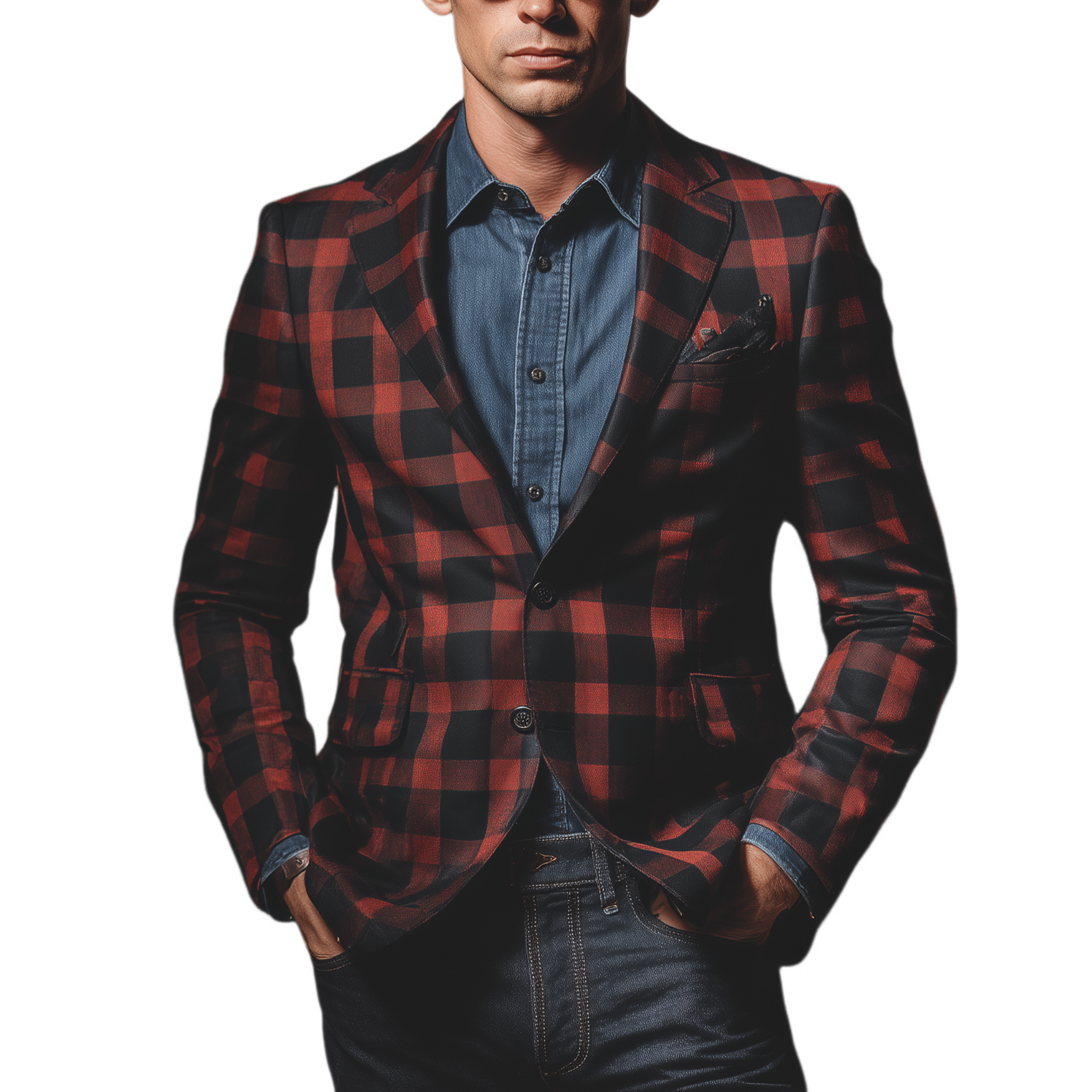 Men's Classic Vintage Check Cotton Blend Single-Breasted Slim-Fit Blazer MTA2155H3K