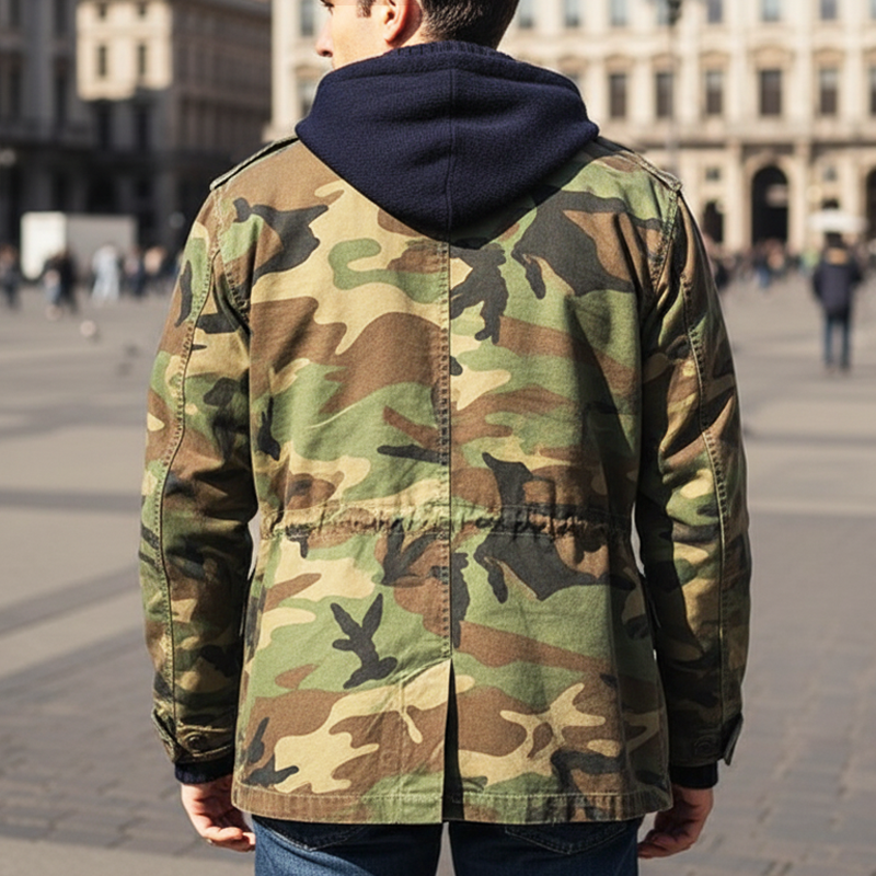 Men's Classic Distressed Camouflage Stand-up Collar Jacket MTA2587I7U