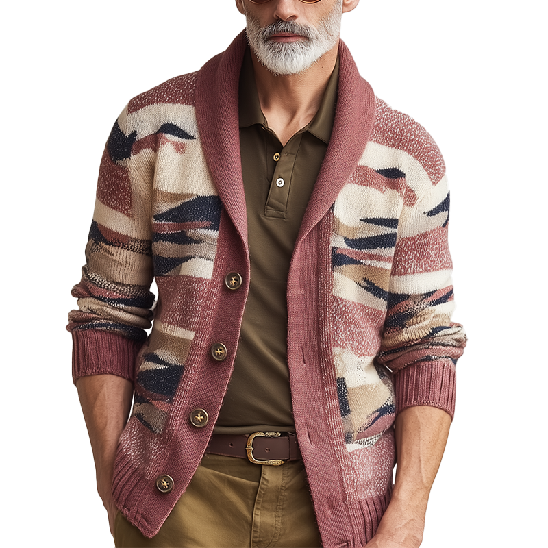Men's Vintage Camouflage Knitted Cardigan MTA0830H3P