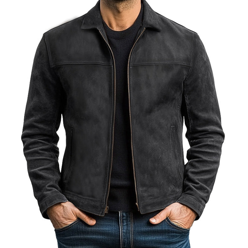 【Envío 24 horas】Chaqueta de cuero con cremallera para hombre 98679789U