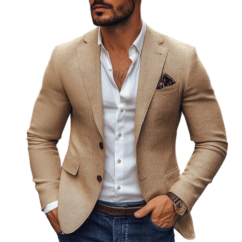 Blazer décontracté à revers crantés et deux boutons pour hommes 47644865Z