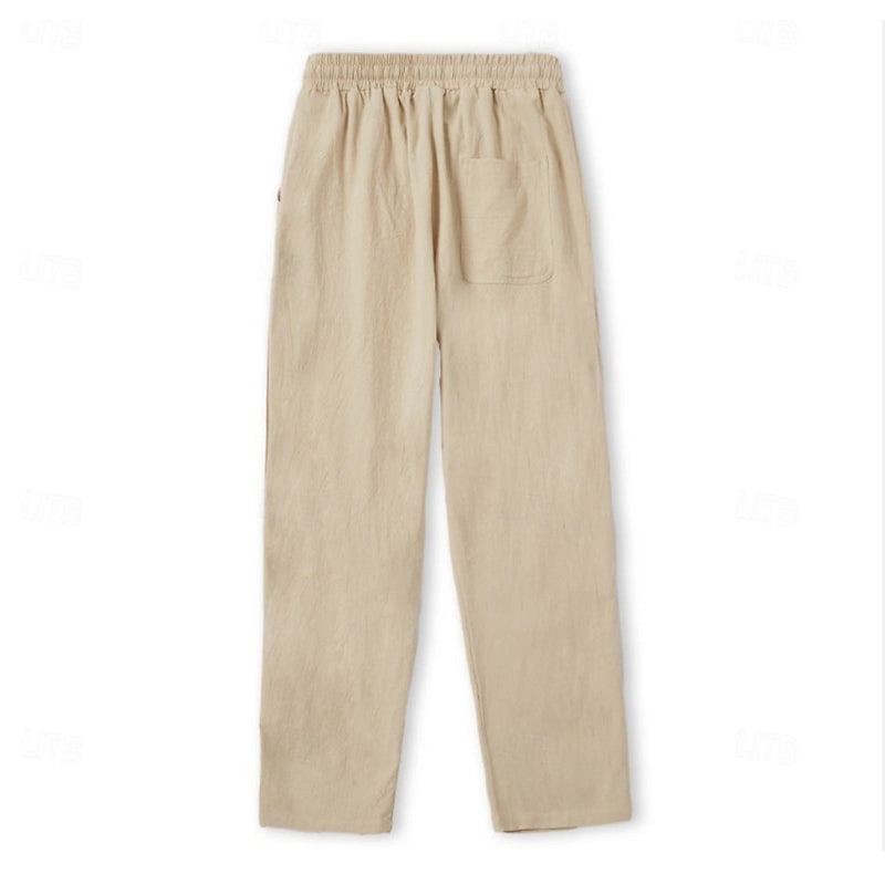 Men's Cotton and Linen Solid Color Casual Pants 48109434X