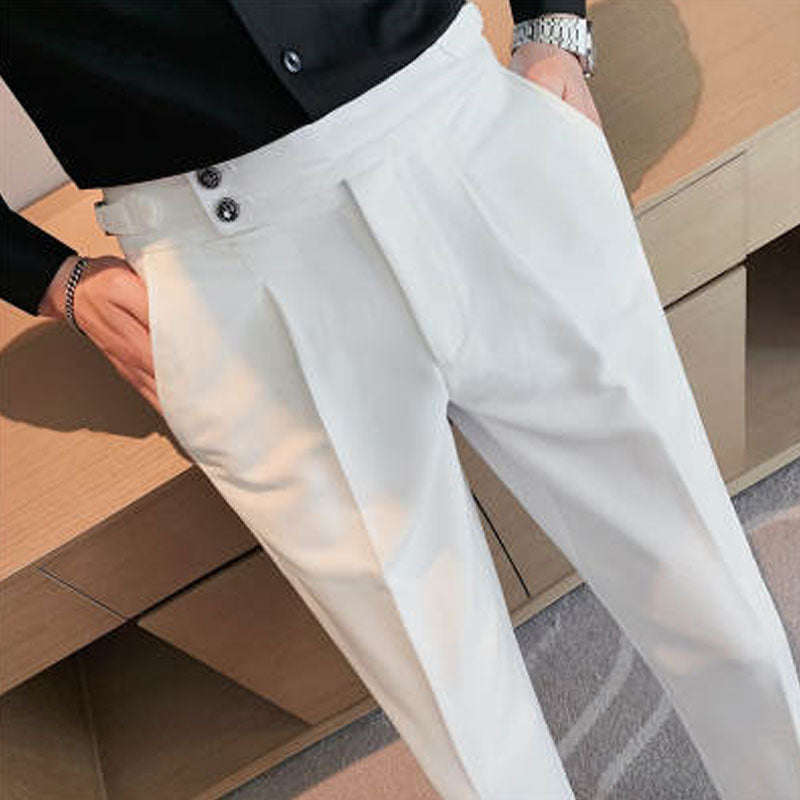 Men's British Style Slim Fit Cropped Formal Pants 80529568M